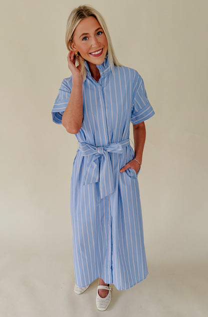 THE PRESLEY BUTTONED POPLIN MIDI DRESS