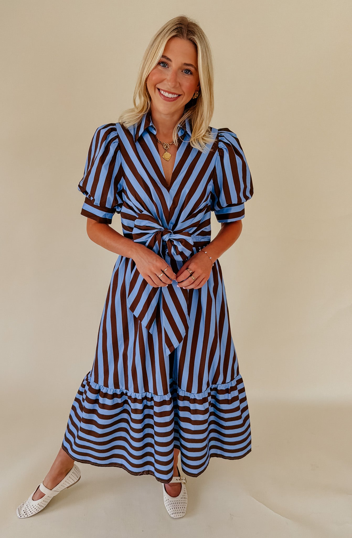 THE OLIVIA STRIPED MIDI DRESS