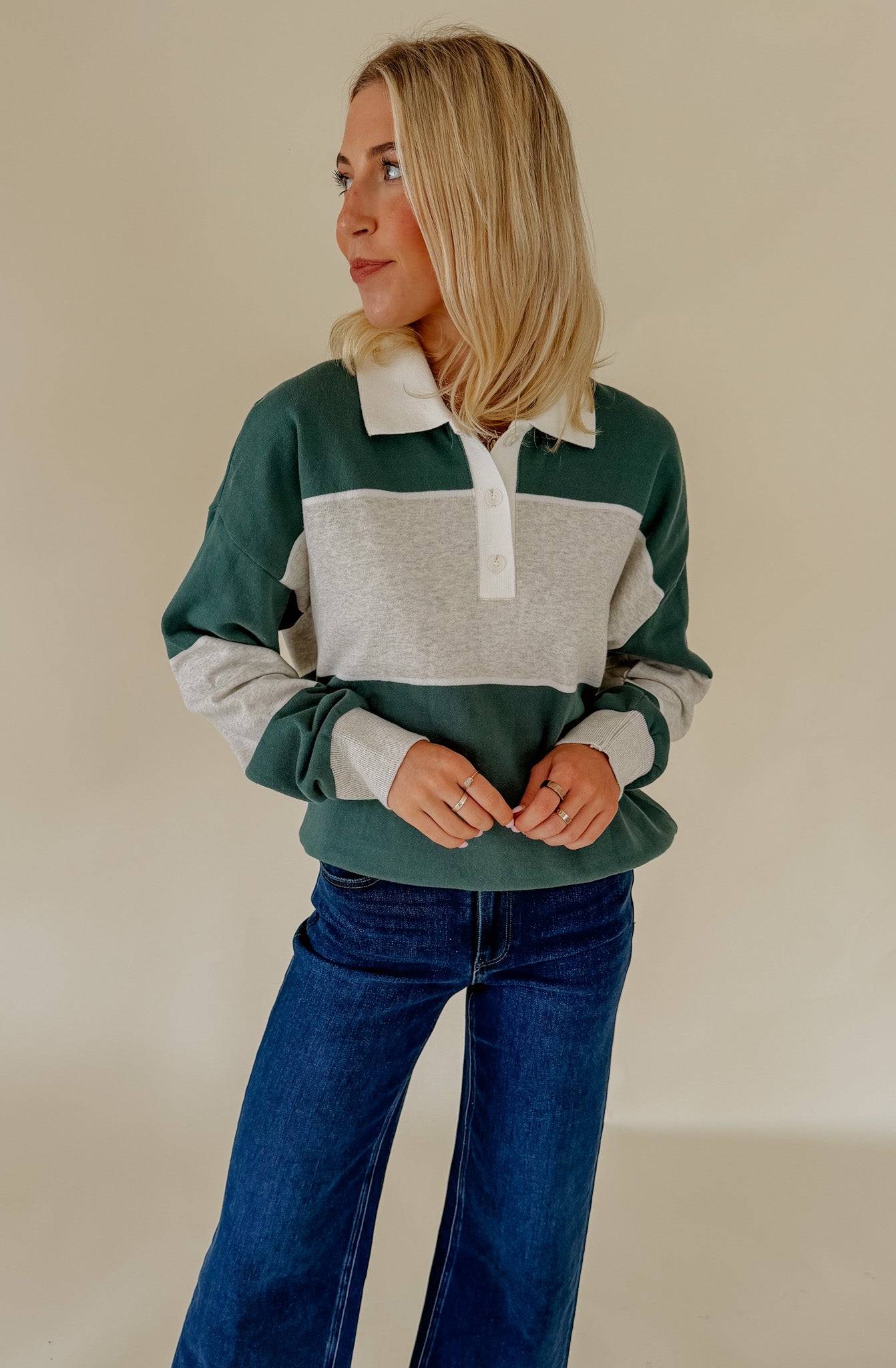 Z SUPPLY STUDY BREAK POLO SWEATSHIRT