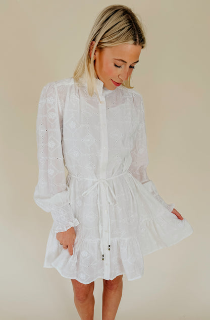 CEREMONY TIME BUTTONED MINI DRESS