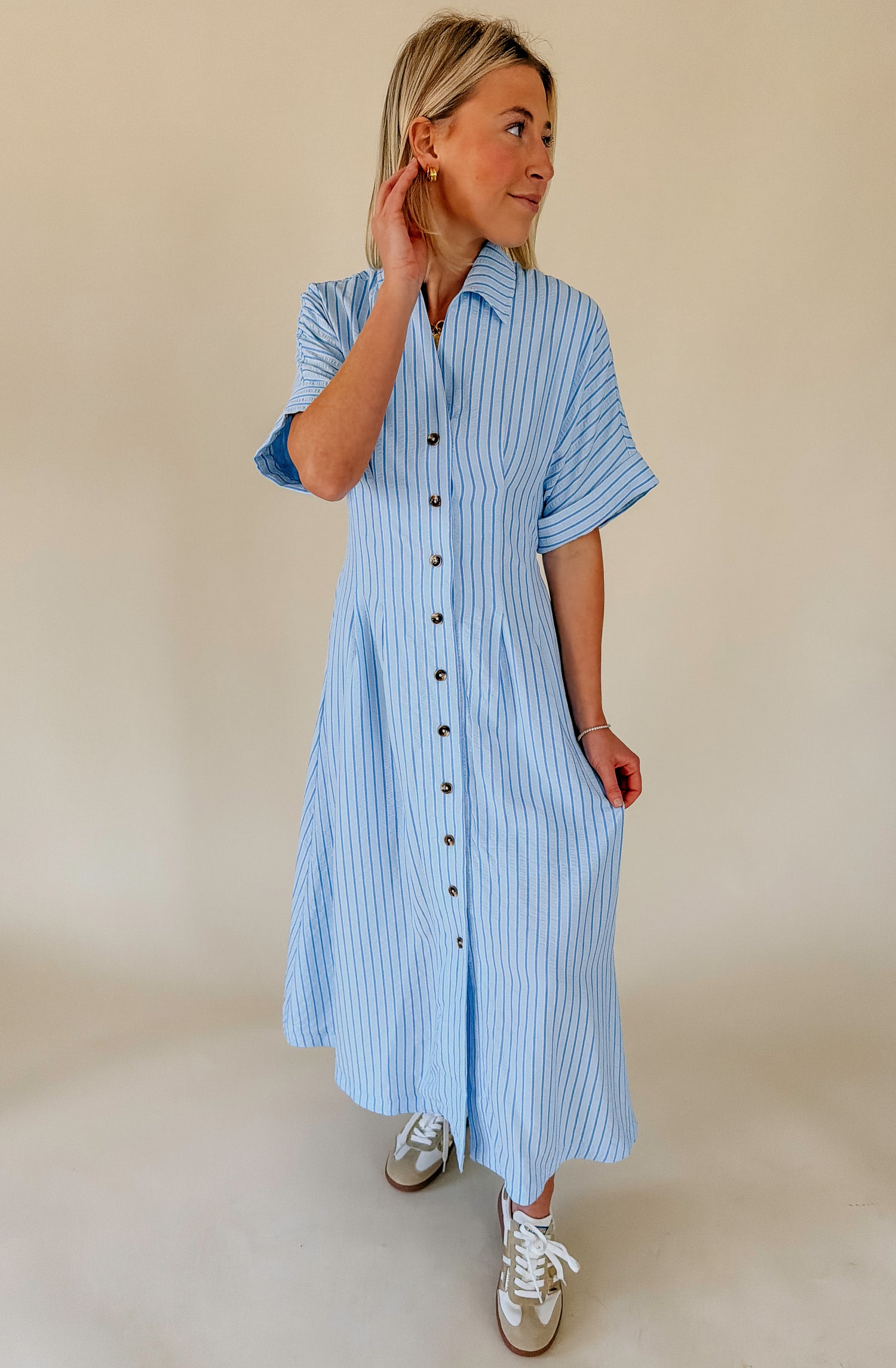 COAST IS CLEAR STRIPED MIDI