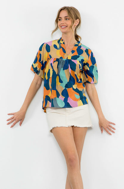 FUN TIMES SHORT SLEEVED BLOUSE