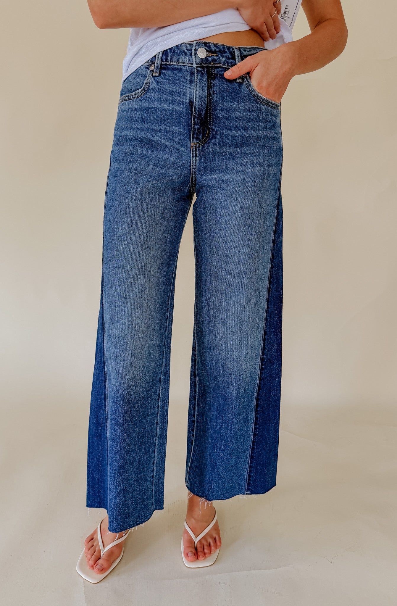 SILVER ISBISTER WIDE LEG TWO TONED DENIM