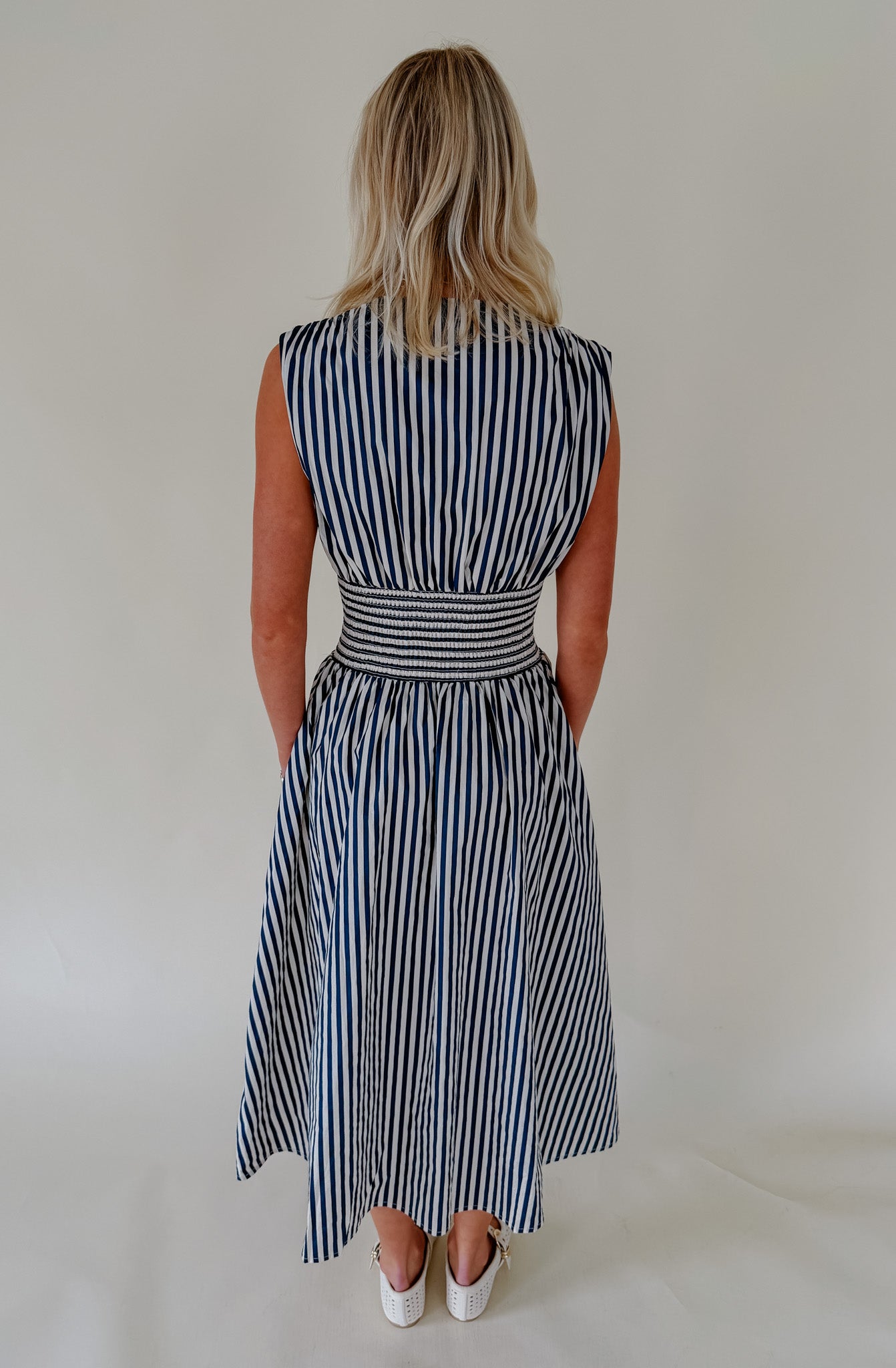 THE CHARLOTTE STRIPED MIDI DRESS