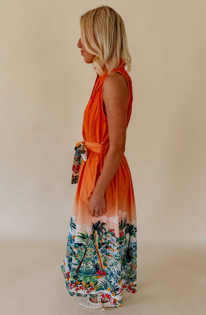 SUNSET NIGHTS BUTTONED MIDI DRESS