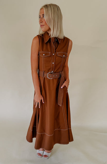 WESTWARD BELTED MIDI DRESS