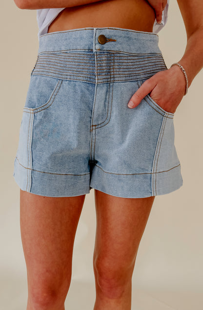 TWO TONED DENIM SHORTS