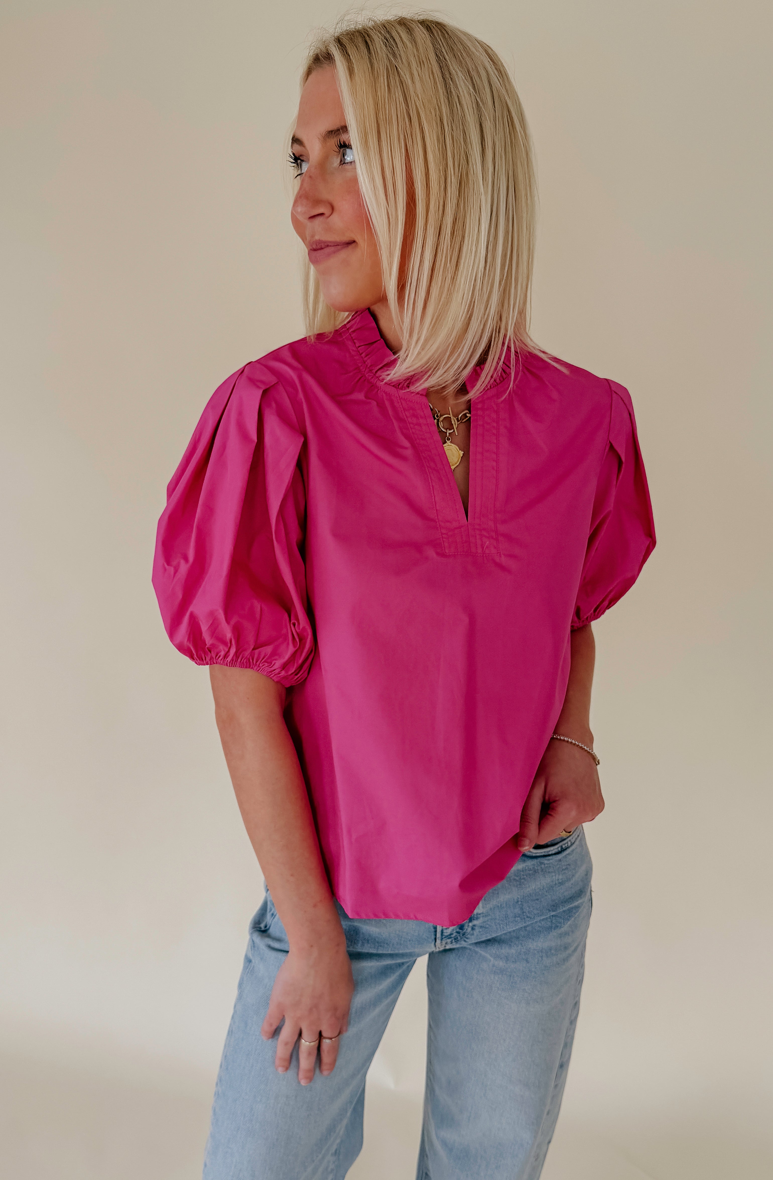 THE LILLIAN POPLIN BLEND BLOUSE