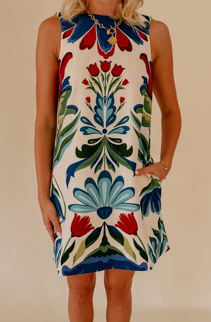 MESTIZA ORNAMENTED SHIFT DRESS
