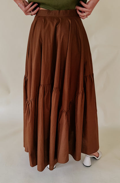 THE SIMONE POPLIN BLEND MIDI SKIRT