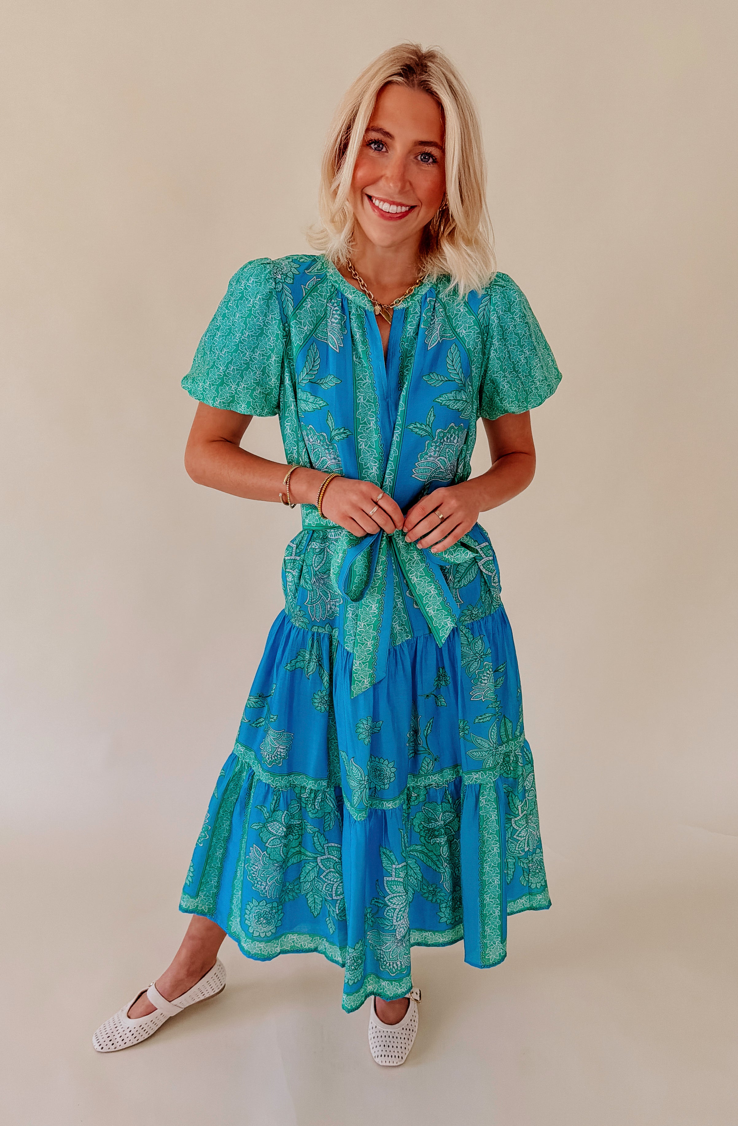 FLORALS FOR SUMMER BELTED MIDI DRESS
