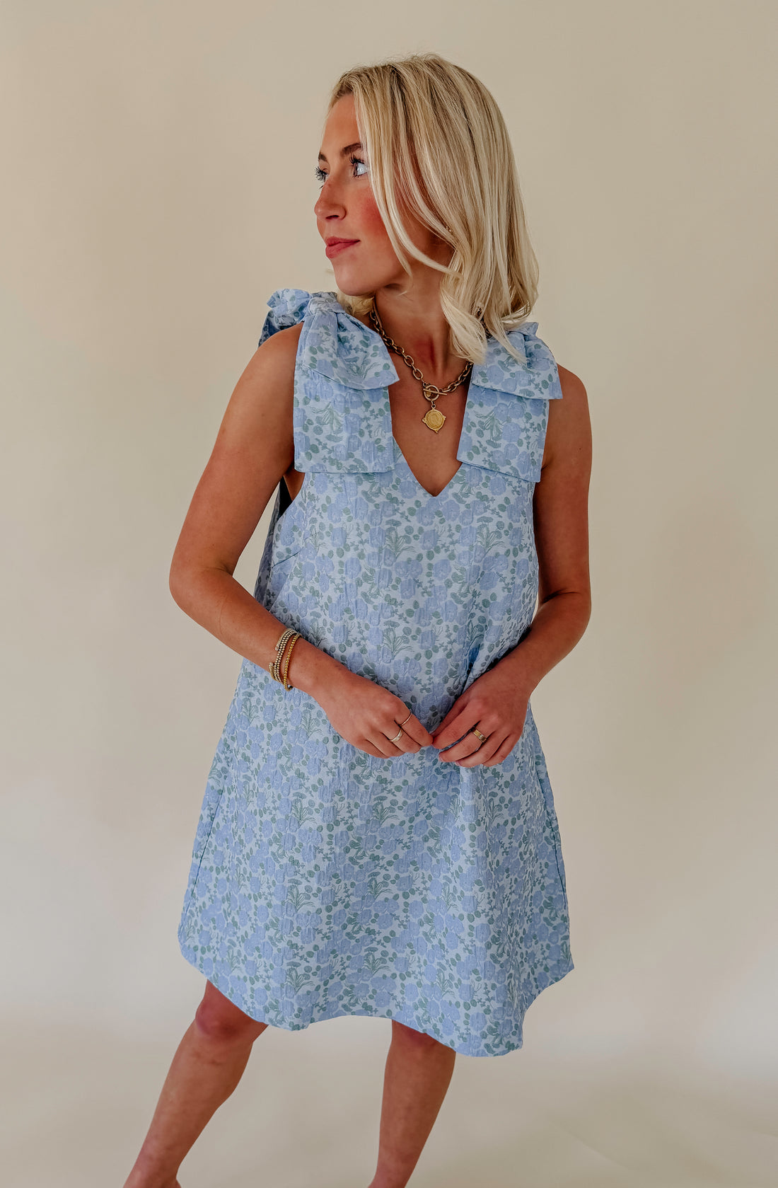 SUMMER IN FLORALS JACQUARD MINI DRESS