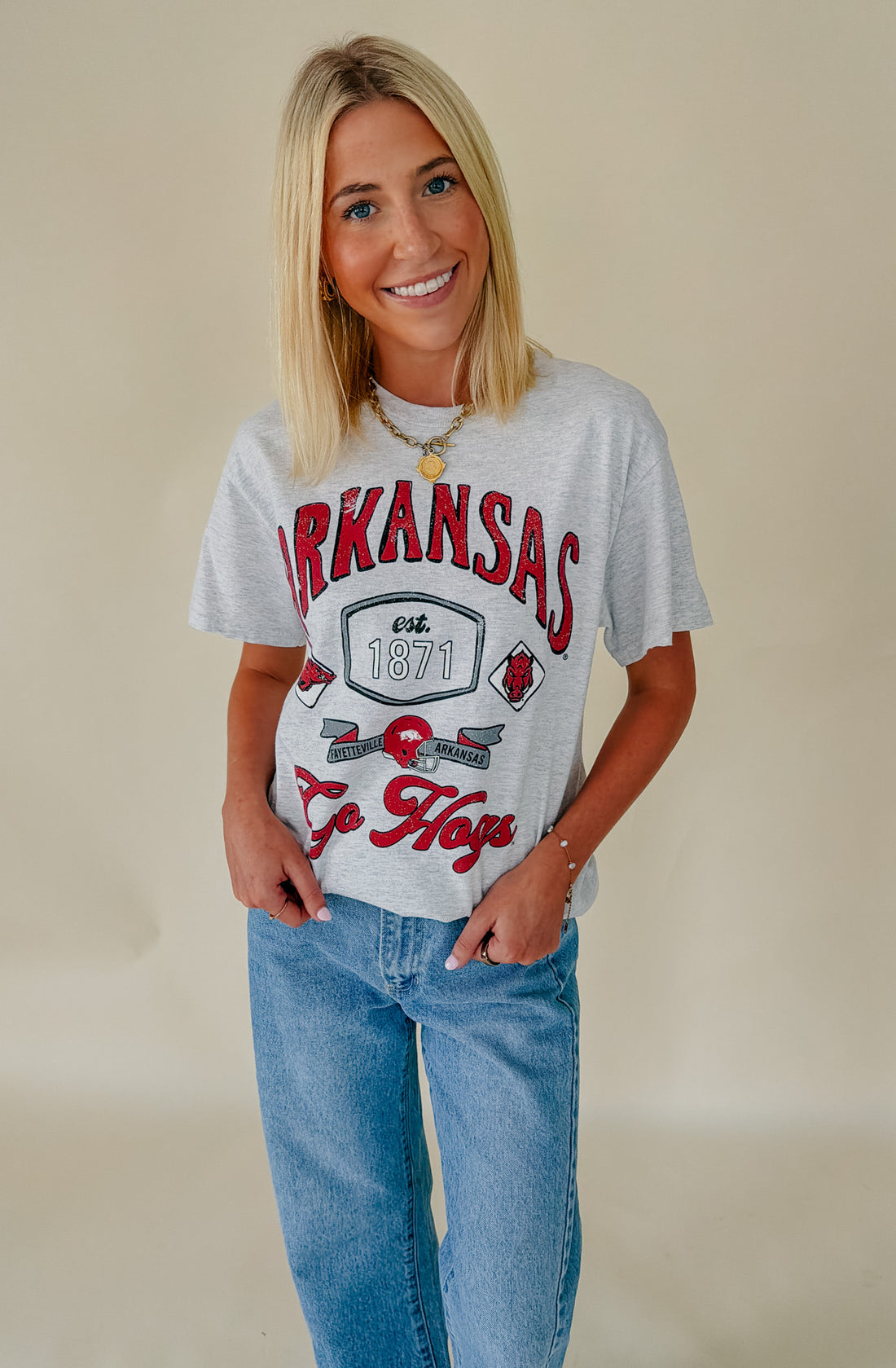 ARKANSAS 1871 GO HOGS OVERSIZED TEE