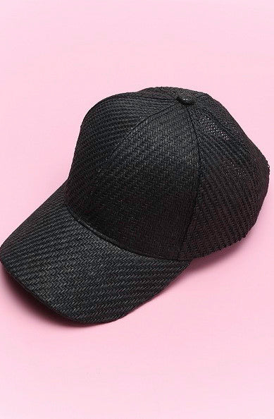 BEACH PLEASE WOVEN BASEBALL HAT