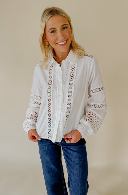 EVELYN LACE EMBROIDERED BLOUSE
