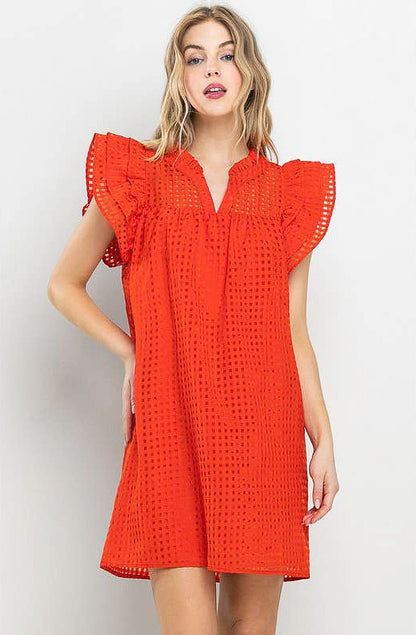 RED-Y FOR THE DAY ORGANZA DRESS