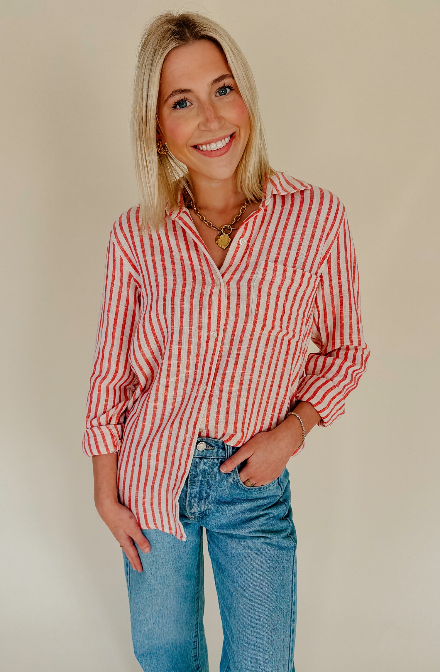 Z SUPPLY SATURDAYS STRIPE BUTTON UP