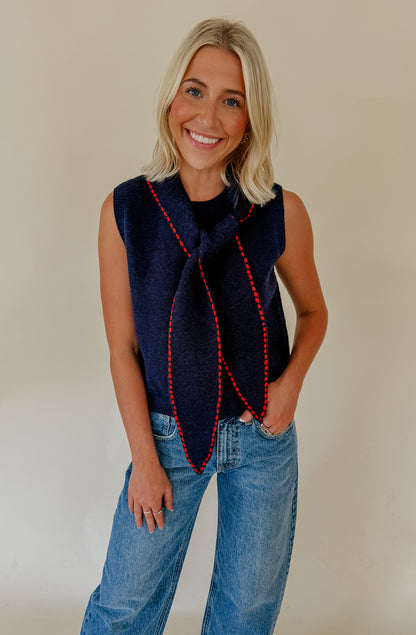 NAVY KNIT SWEATER TANK
