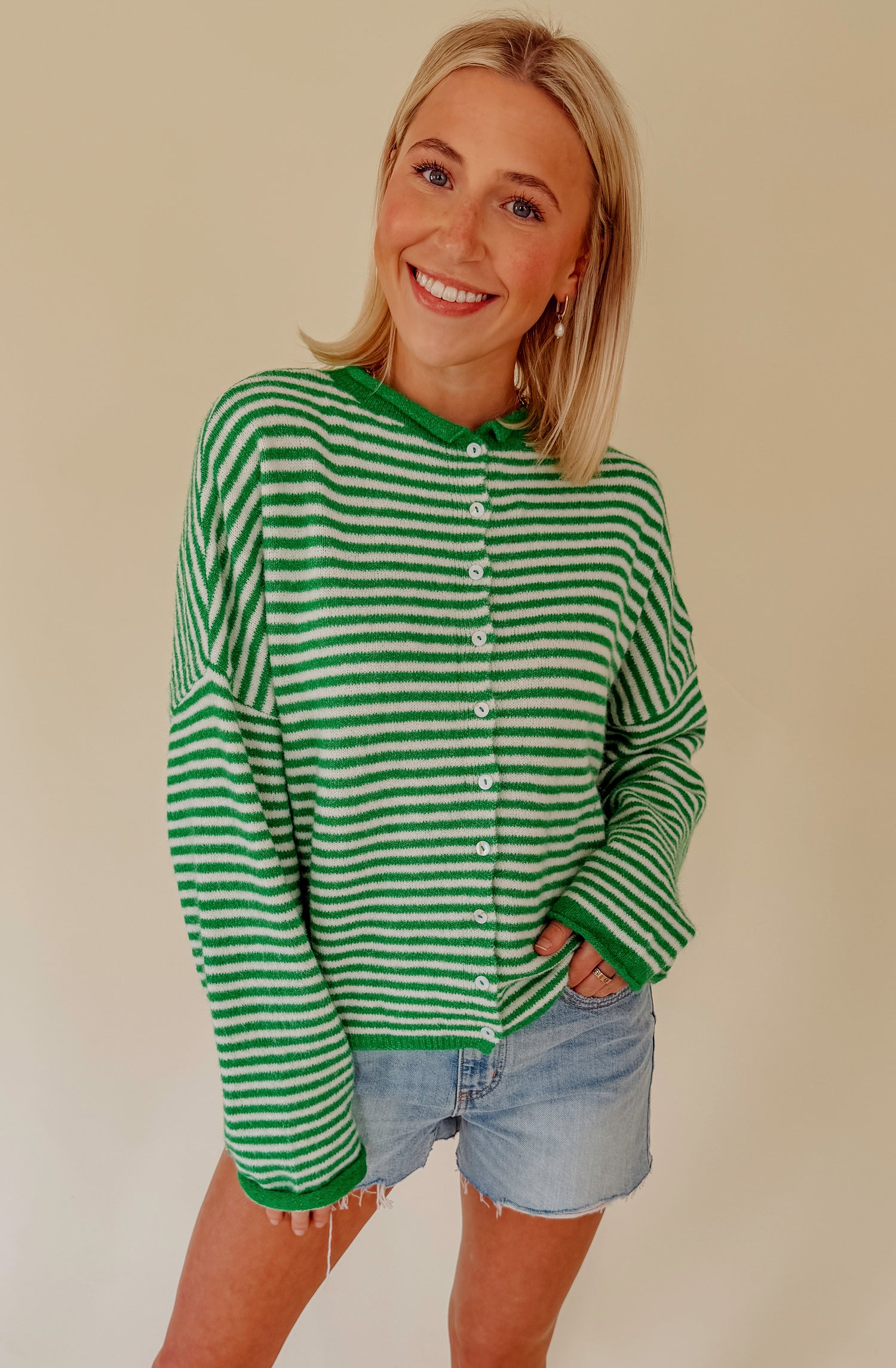 LUCK OF IT ALL STRIPED CARDIGAN