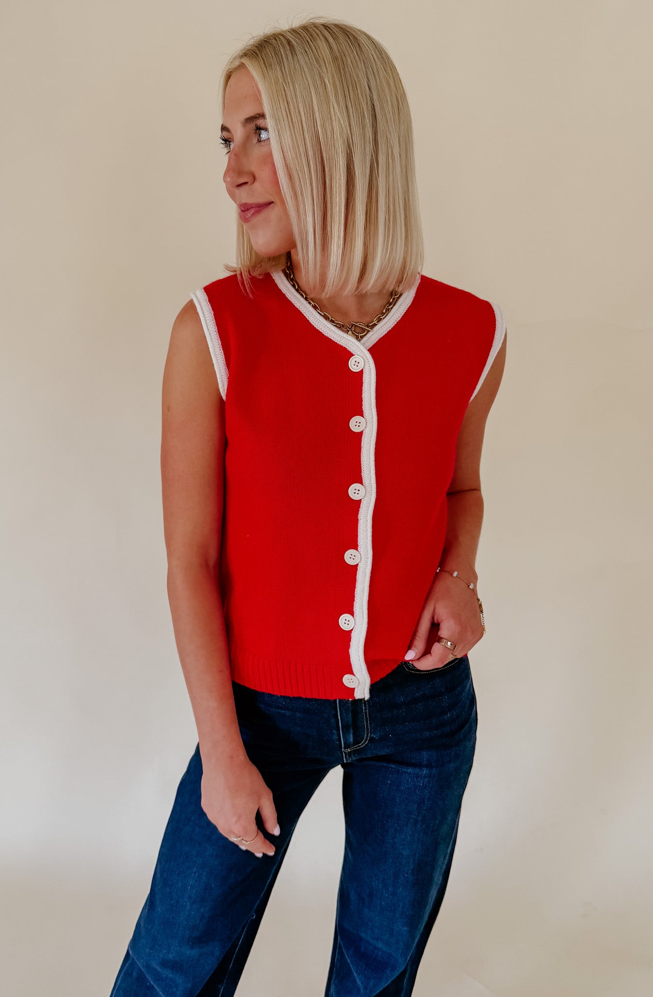 THE RUBY BUTTONED SWEATER TANK