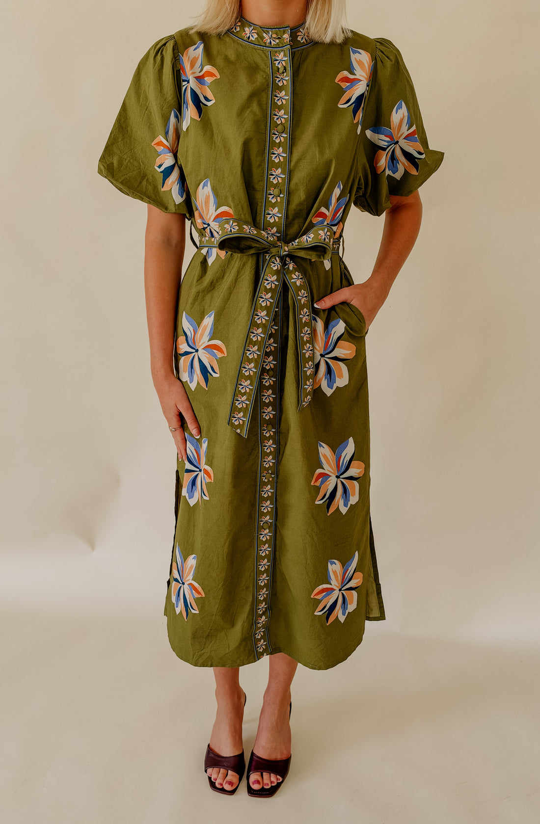 DRAGONFLY PRINTED MIDI DRESS