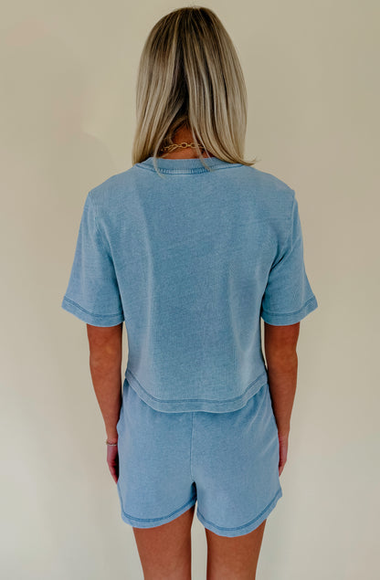 Z SUPPLY CURRAN KNIT DENIM SWEATSHIRT