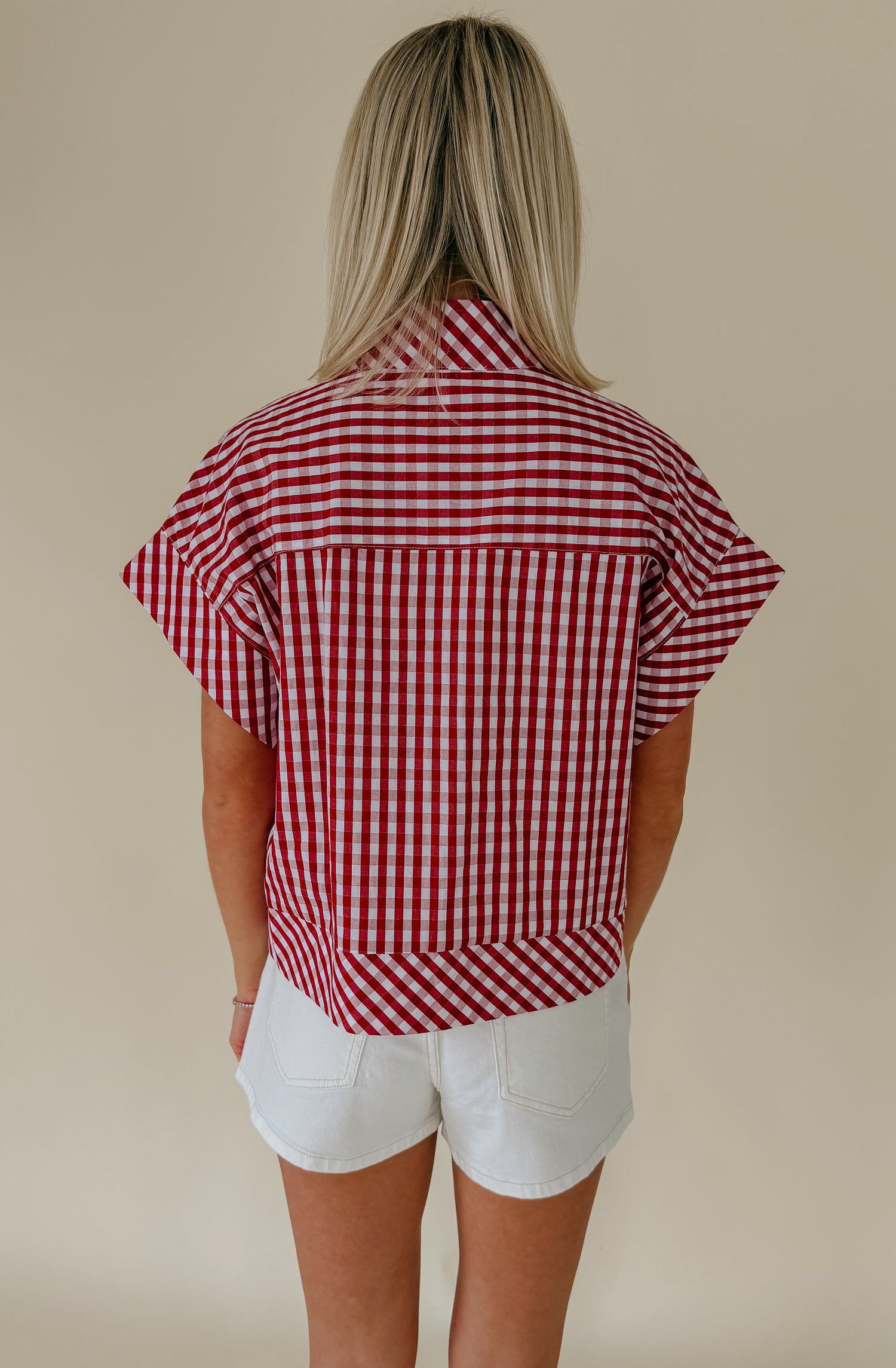 CHECK MATE CROPPED BLOUSE