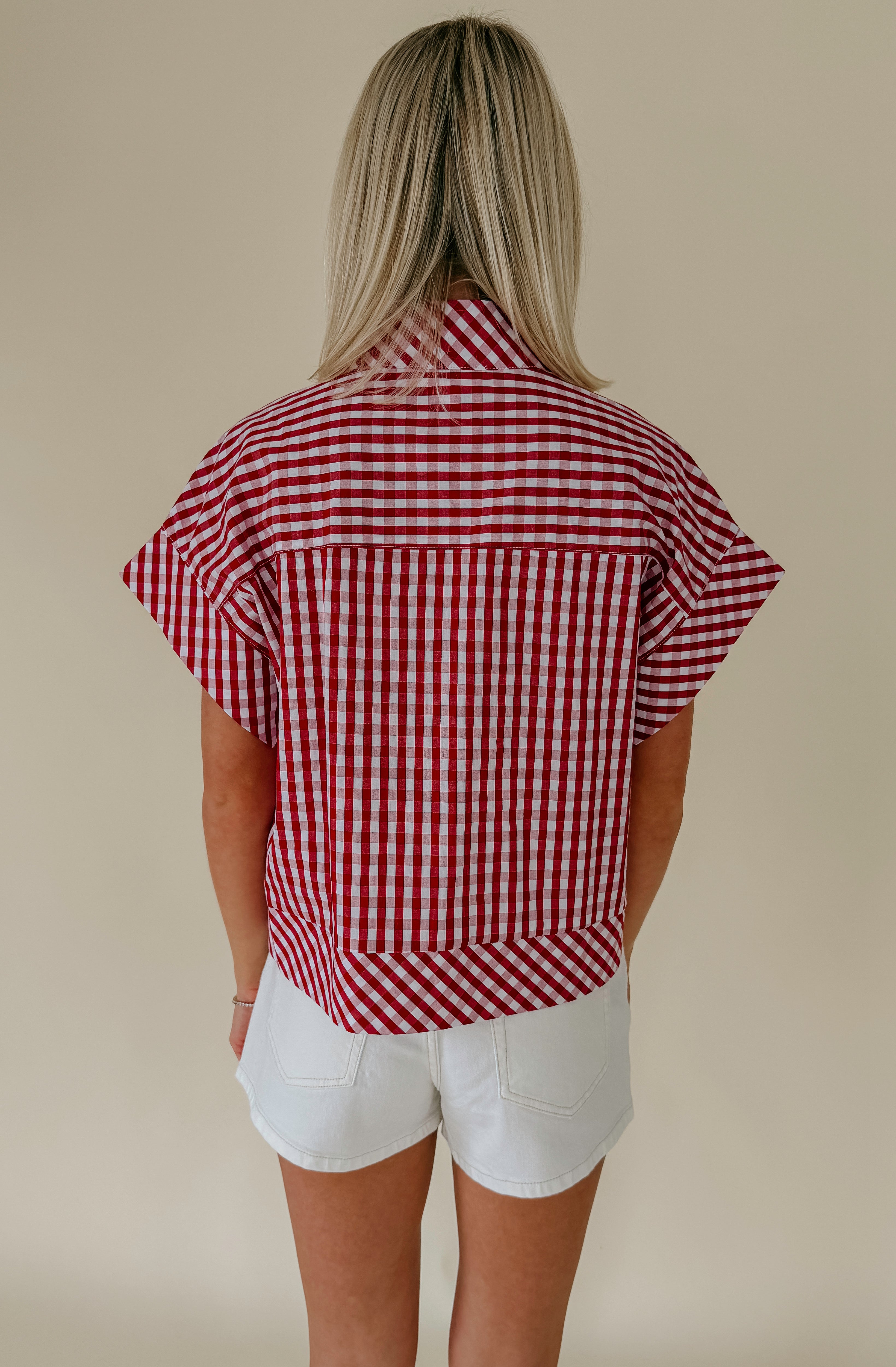 CHECK MATE CROPPED BLOUSE