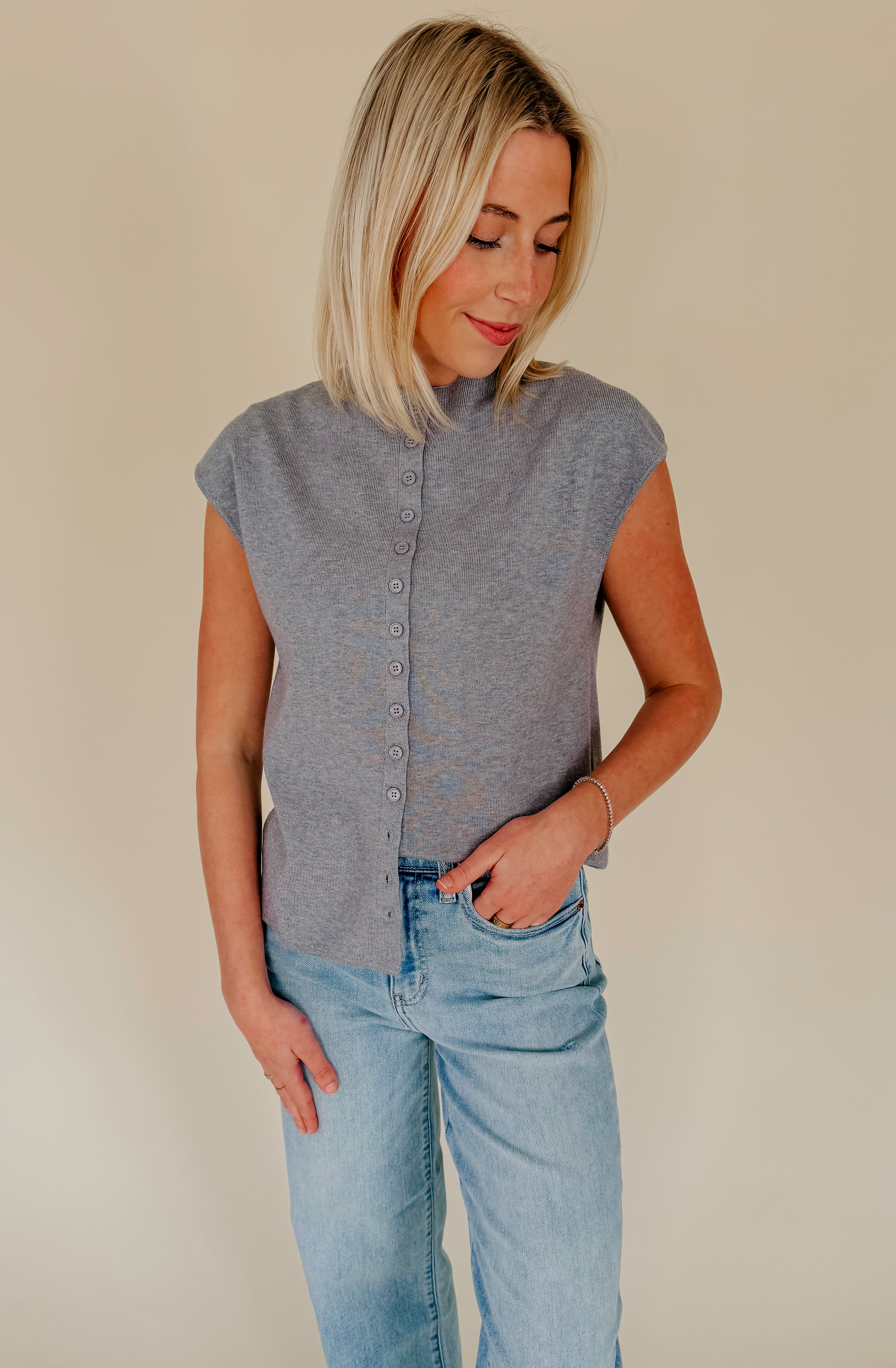 EVERYTHING IN BETWEEN BUTTONED KNIT TANK