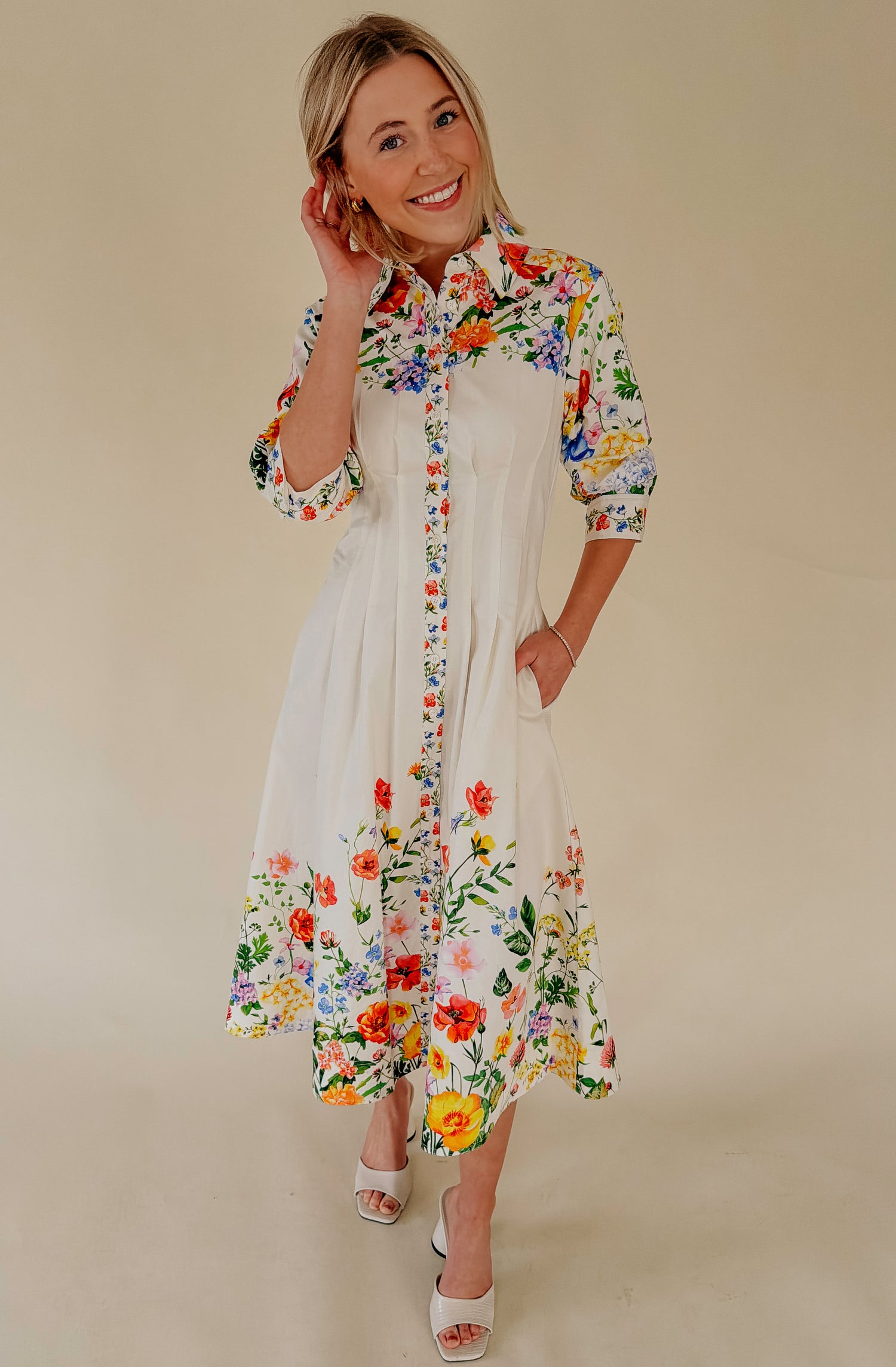 SHE DID THAT FLORAL MIDI DRESS