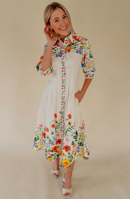 SHE DID THAT FLORAL MIDI DRESS