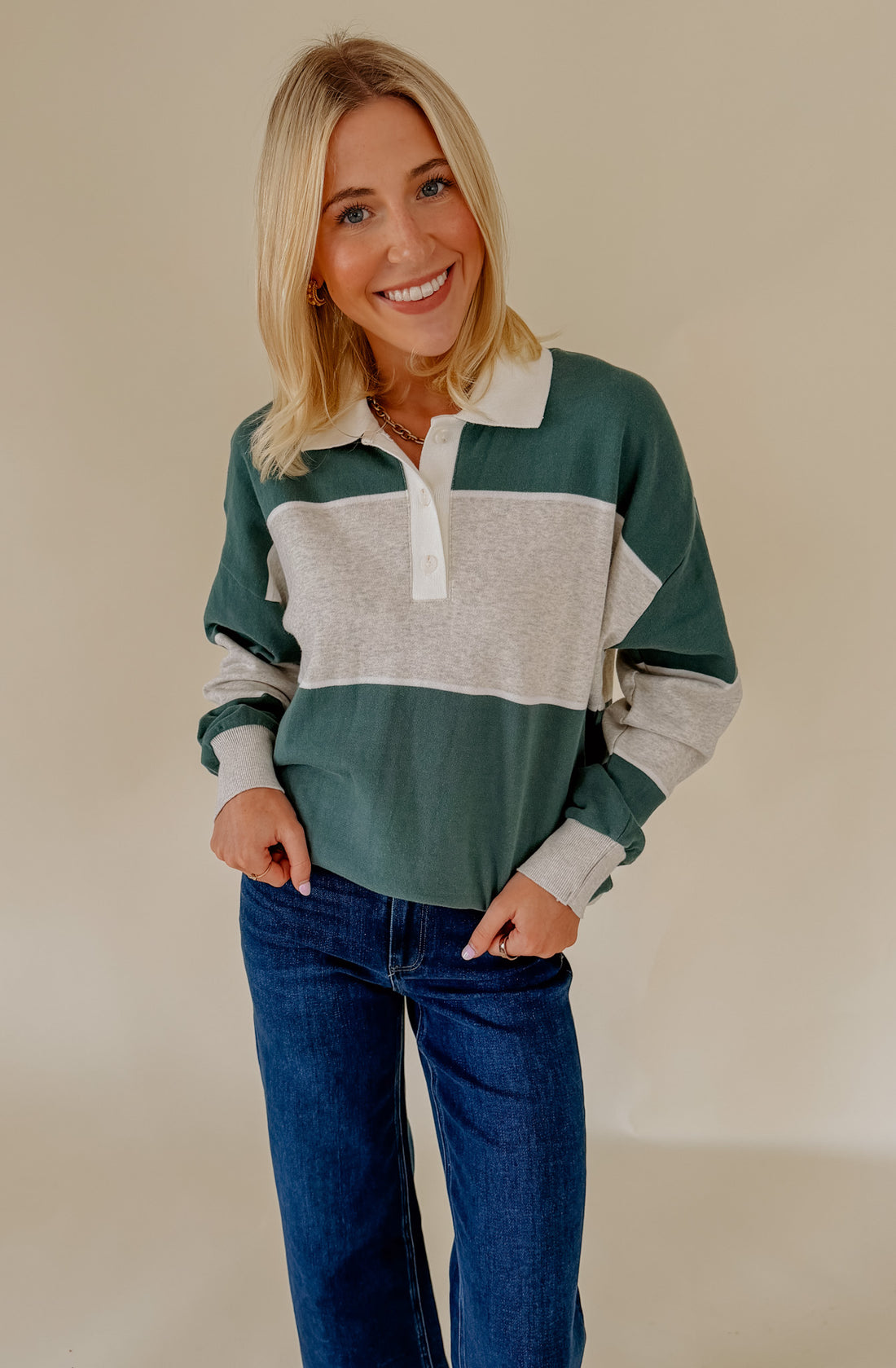 Z SUPPLY STUDY BREAK POLO SWEATSHIRT