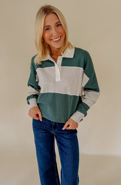 Z SUPPLY STUDY BREAK POLO SWEATSHIRT