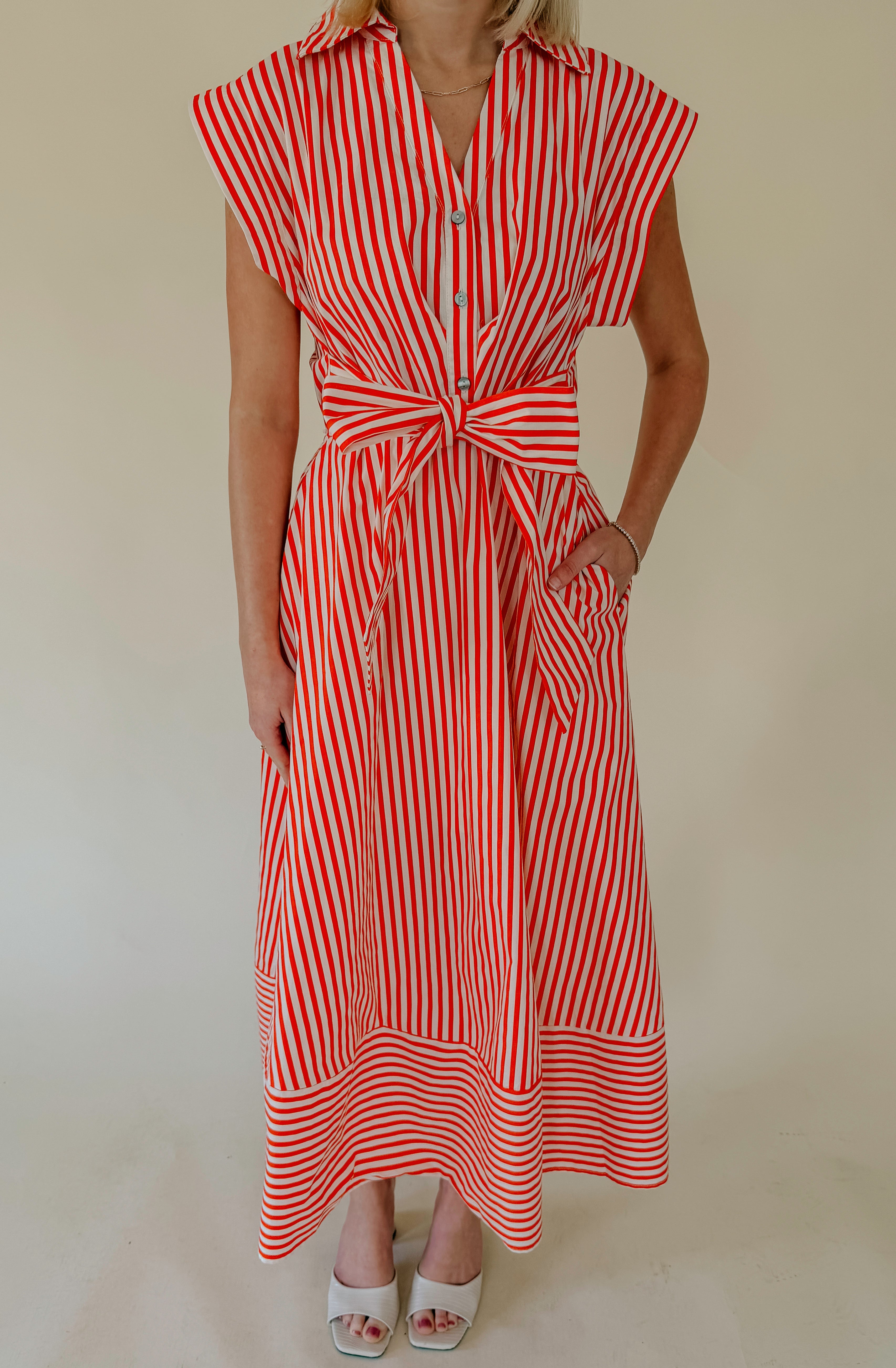 AMALFI COAST STRIPED MIDI