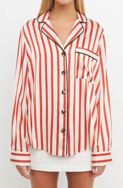 COLOR ME FALL SILKY BUTTON UP