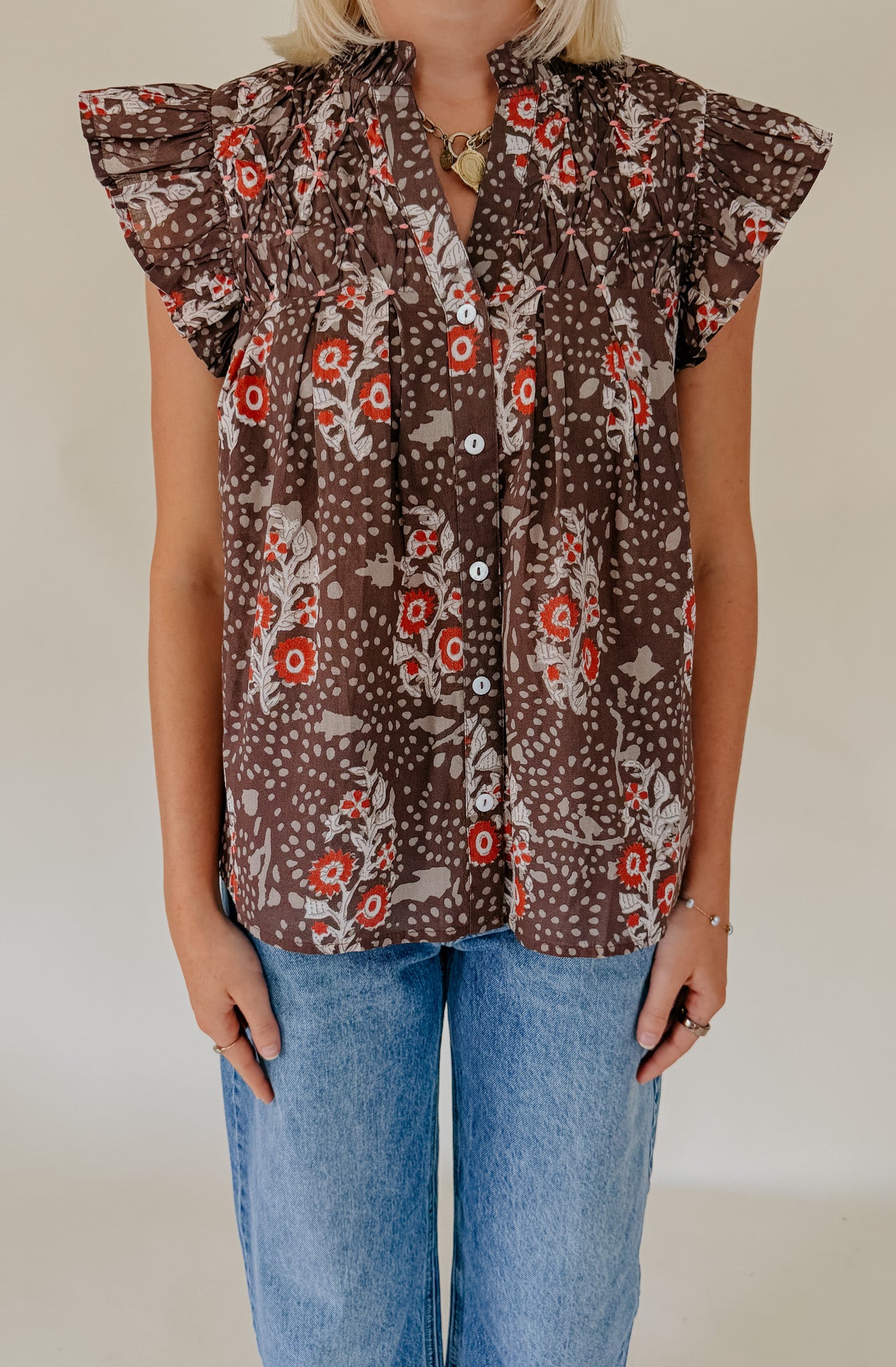 PLANS FOR FALL PRINTED BLOUSE