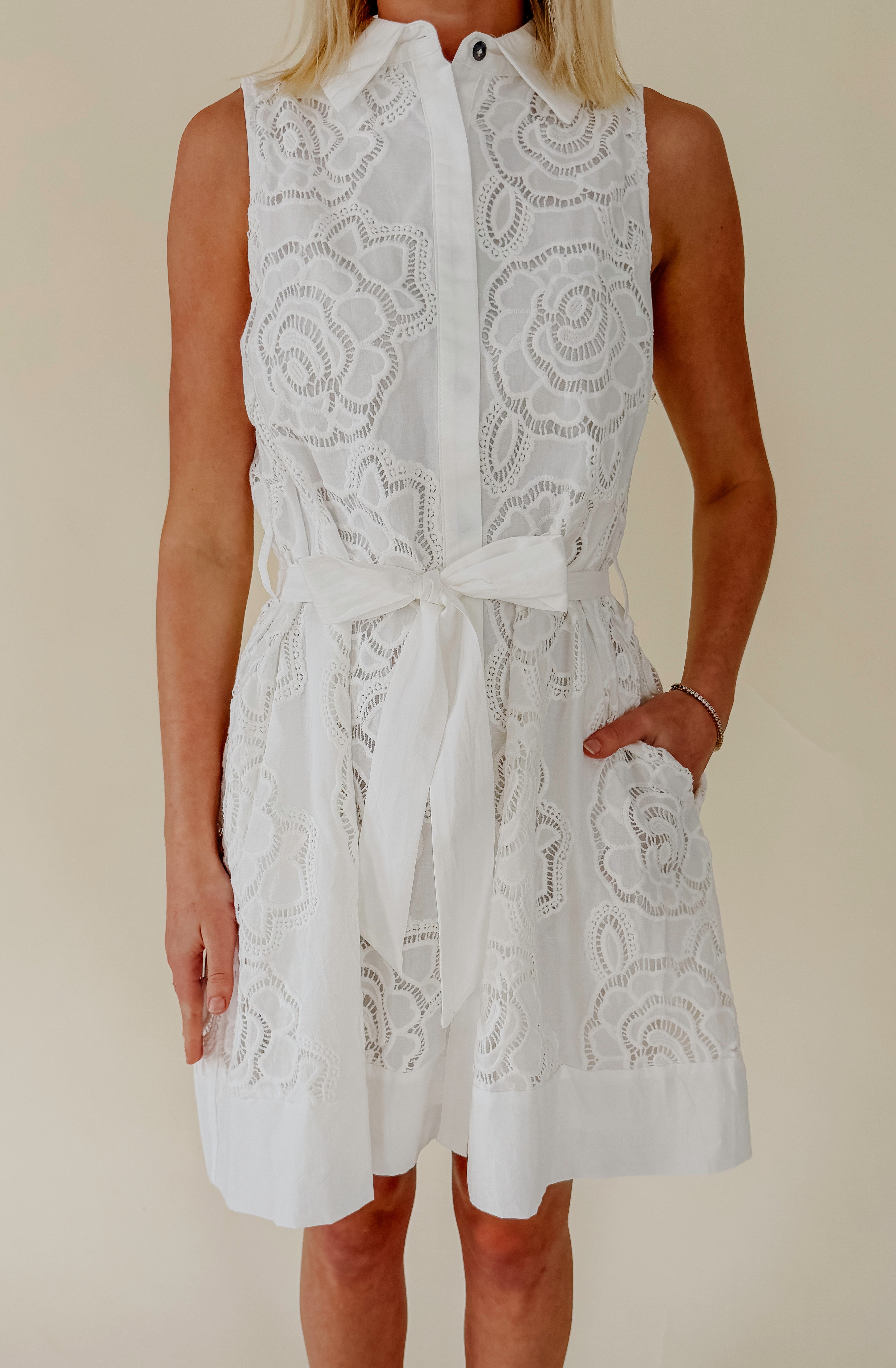 THE ELLE FLORAL EMBROIDERED MINI DRESS