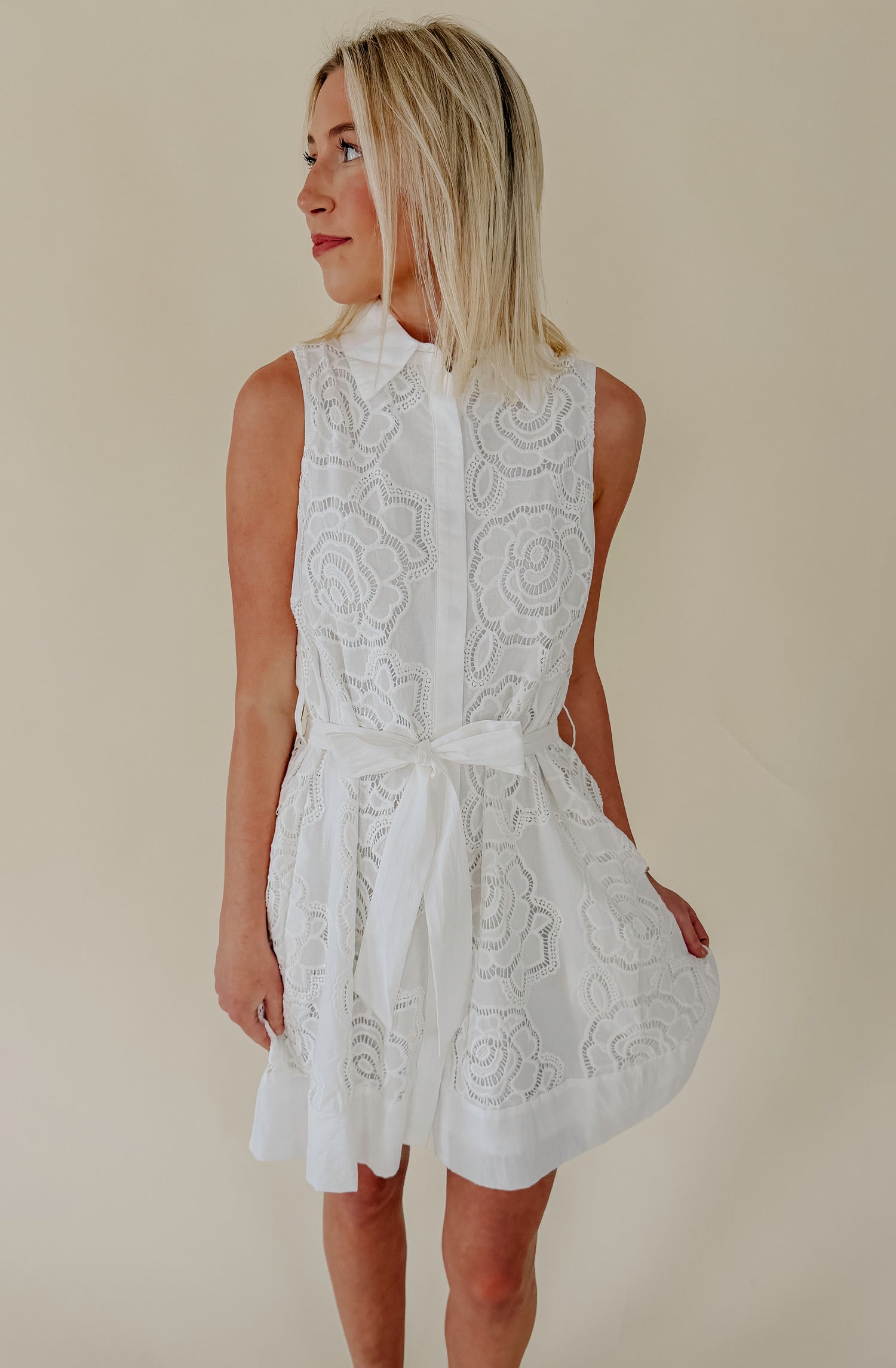 THE ELLE FLORAL EMBROIDERED MINI DRESS