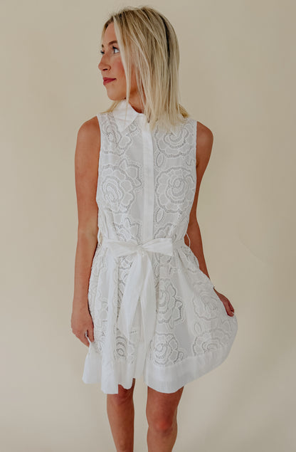 THE ELLE FLORAL EMBROIDERED MINI DRESS