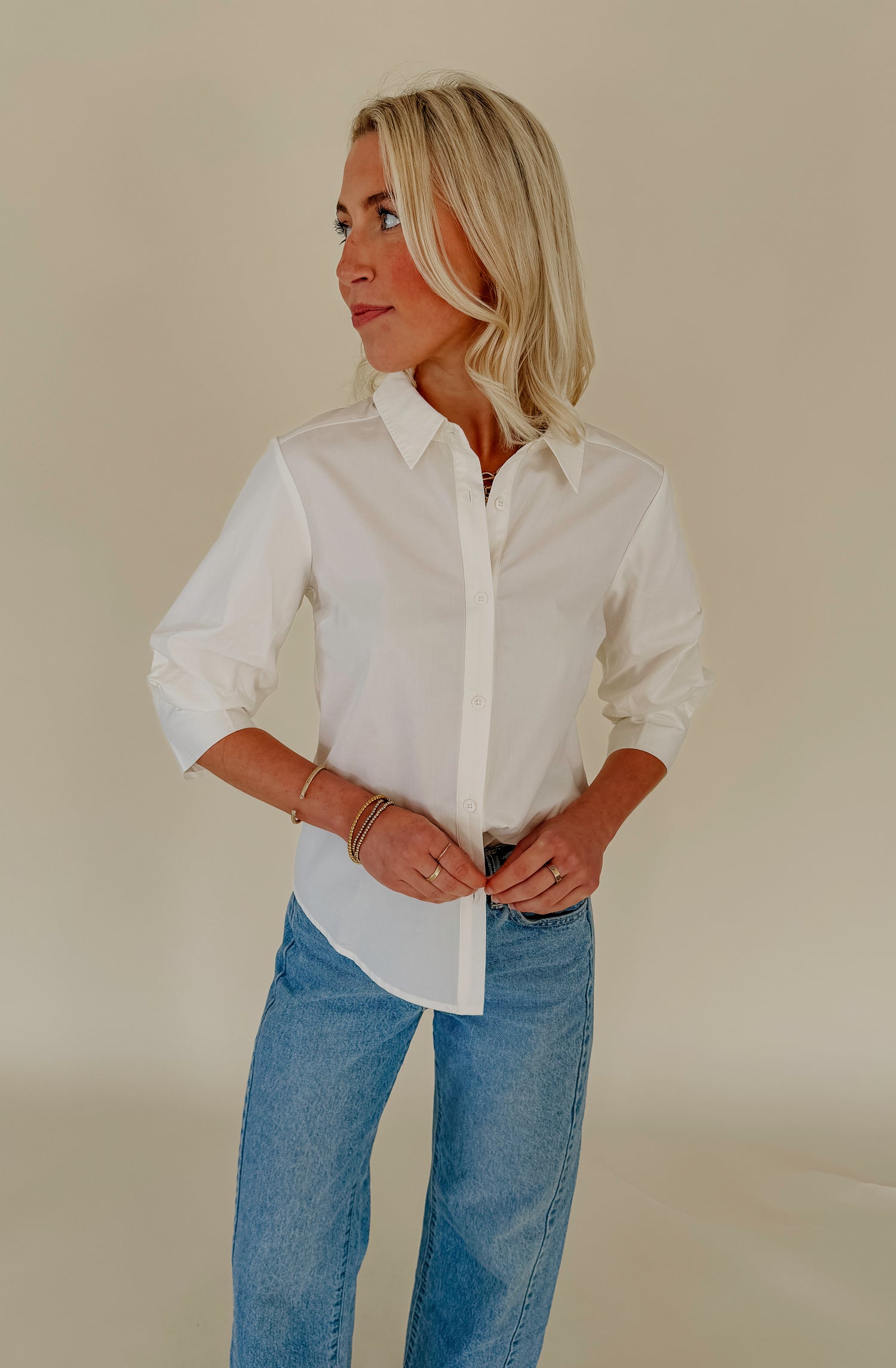 BUSINESS AS USUAL BUTTONED BLOUSE