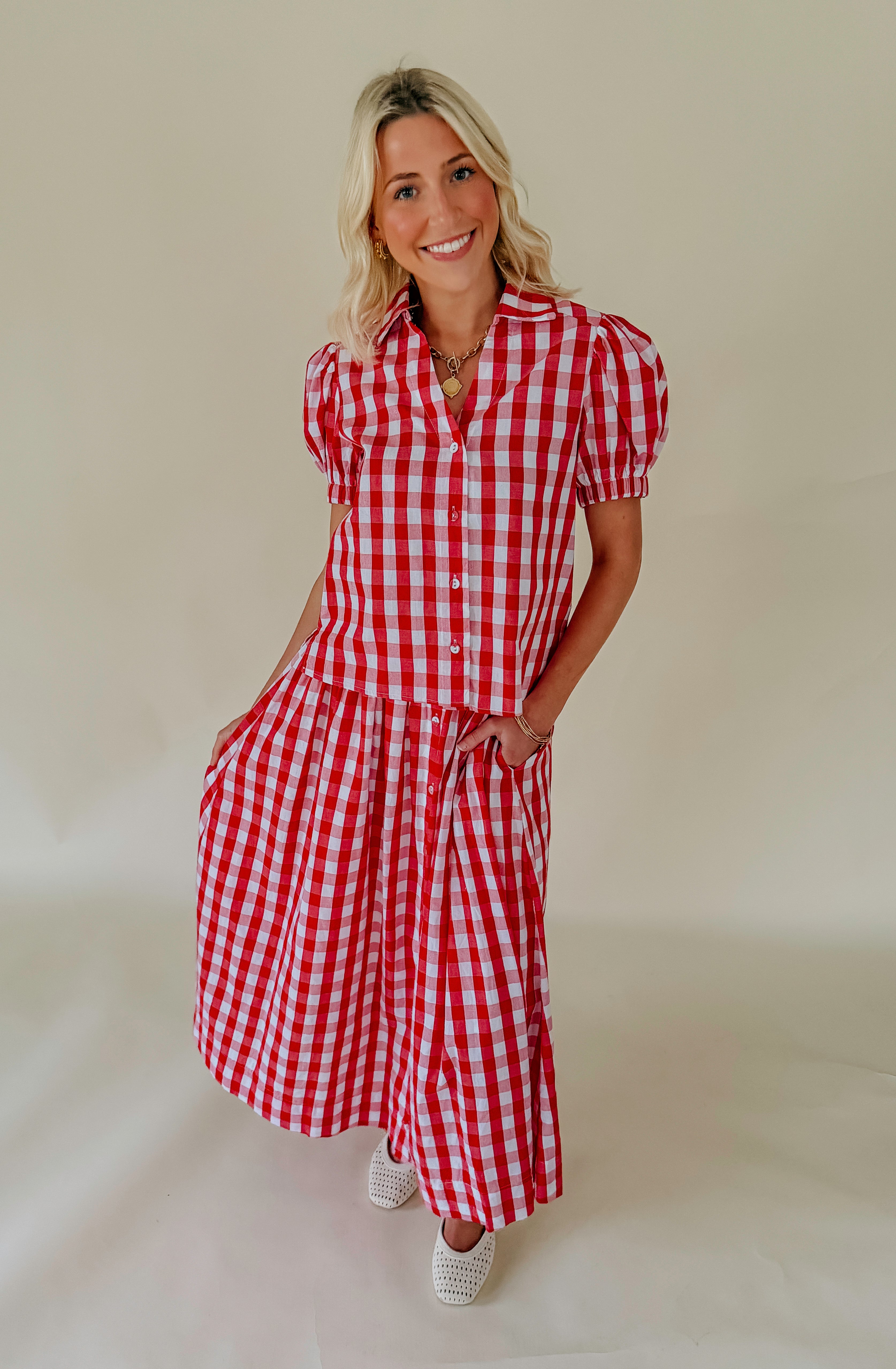 THE PLAID HABIT BUTTONED BLOUSE