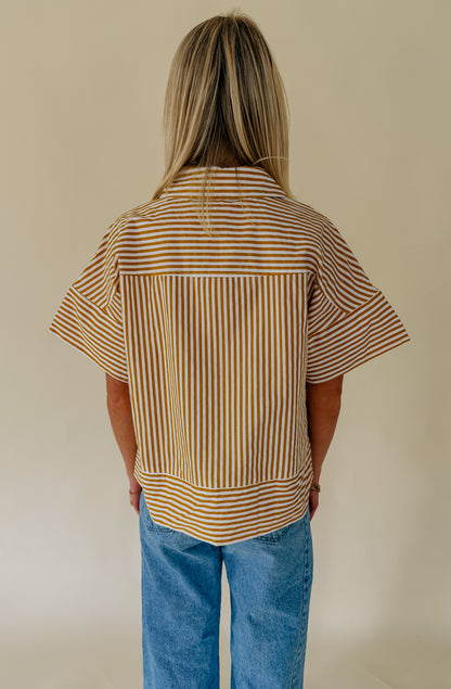 THE VICTORIA STRIPED POPLIN BLEND TOP