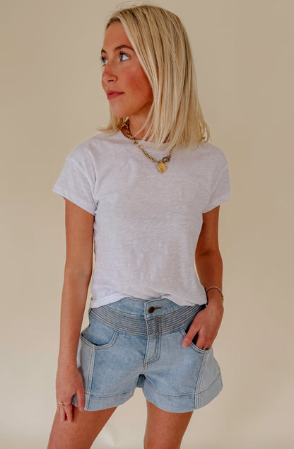TWO TONED DENIM SHORTS