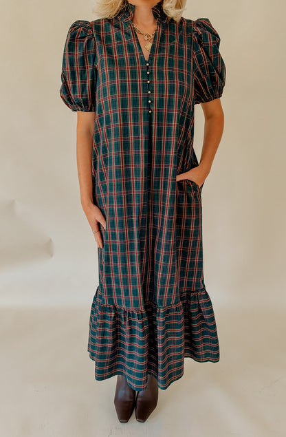 PLAID TO MEET YOU GINGHAM MIDI DRESS
