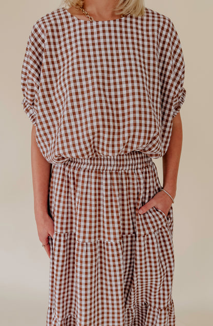 PLAID TO MEET YOU GINGHAM TOP