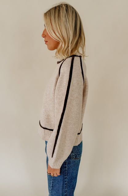 CONTRAST COLOR BLOCKED SWEATER