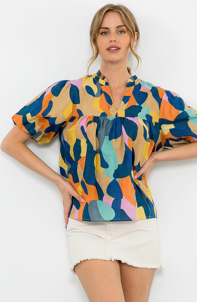 FUN TIMES SHORT SLEEVED BLOUSE