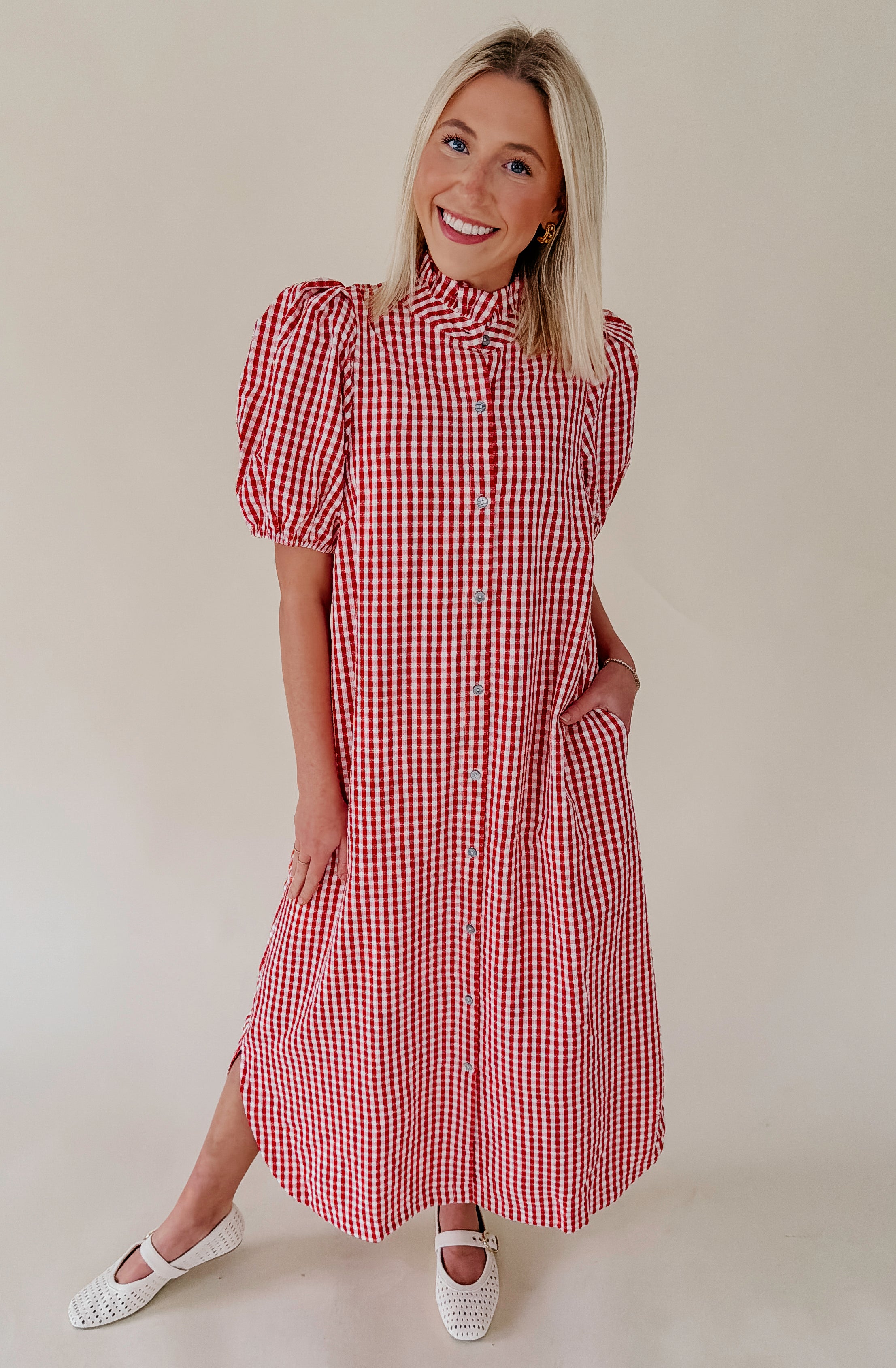 GAME TIME GINGHAM SHIFT DRESS