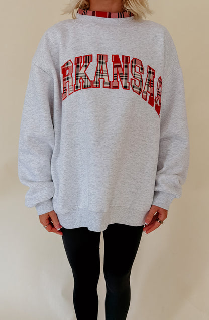 ARKANSAS PLAID MOCK NECK SWEATSHIRT
