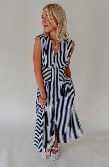 THE CHARLOTTE STRIPED MIDI DRESS
